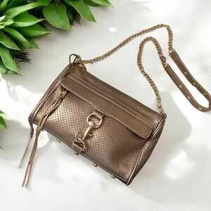 Rebecca Minkoff Full Size M.A.C.
Crossbody Bag perforated leather metallic taupe